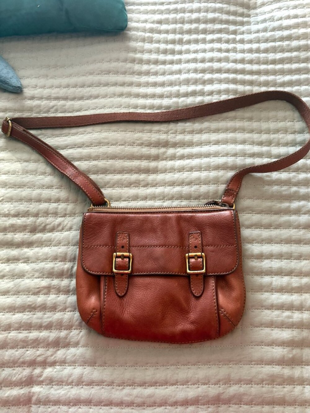 Fossil Brown Leather Crossbody Satchel Bag - Picture 1 of 4